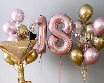Glamorous Gold and Pink 18th Birthday Balloon Decoration Set