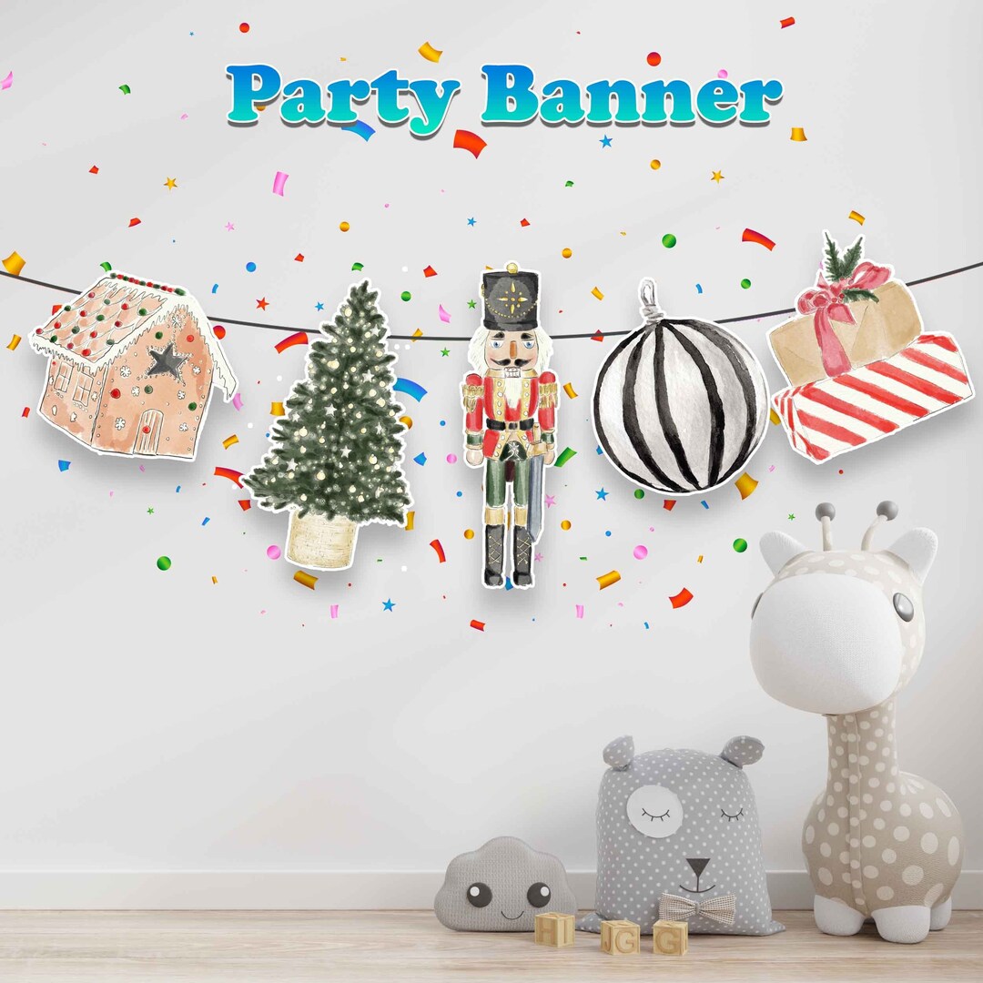 Christmas Nutcracker Banner Theme Party Decorations Cute Xmas Party