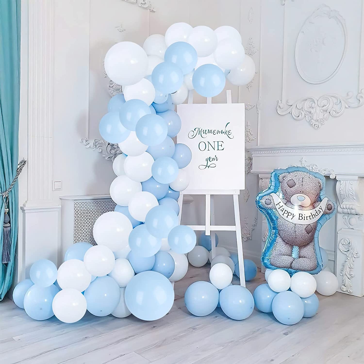 104-Piece Blue & White Balloon Arch Kit – Perfect For Baby Showers & Weddings