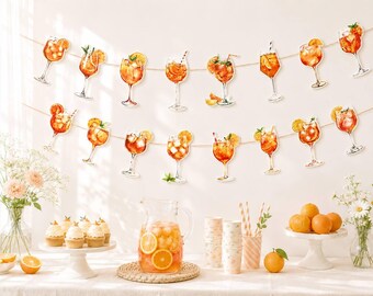Aperol Spritz Party Banner, Orange Cocktail Garland, Bridal Shower Decor, Bachelorette Party Decorations, Summer Party Decor