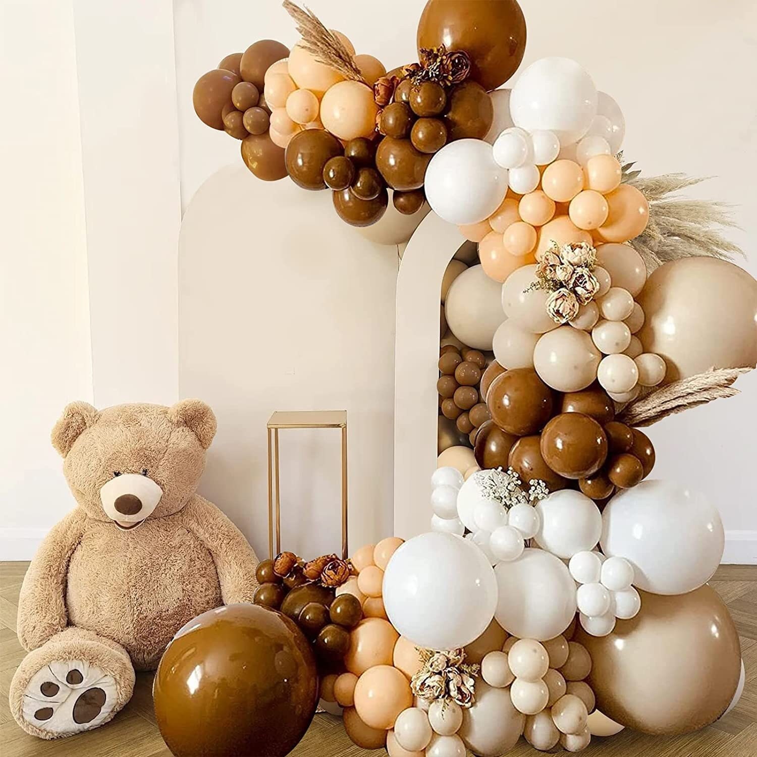 Neutral Gender Reveal Balloon Kit - Beige & Brown Garland With Jumbo 36" Reveal Balloon For Baby Showers