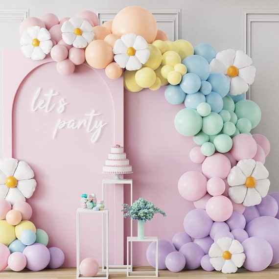 Daisy Pastel Balloons Garland Birthday Party Decorations Baby Shower Room  Layout Arch Set Light Macaron Groovy Balloon Party Supplies 