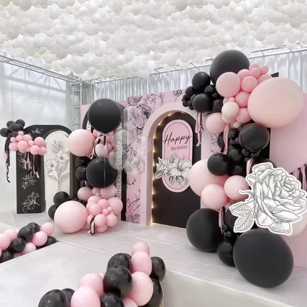 Pink and Black Balloon Garland Birthday Party Decorations | Wedding | Bridal Shower Room Layout Arch Set Balloon Party Supplies