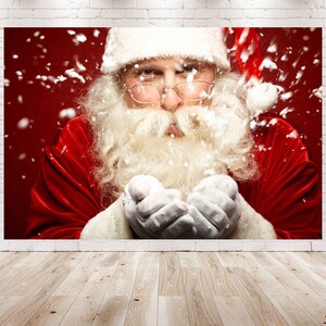 Santa Party Backdrop 7x5 FT | Christmas Photoshoot Background | Winter Holiday Banner Decorations