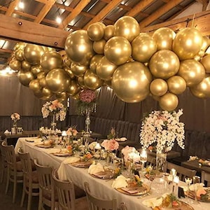 Gatsby Gold Balloons Garland Birthday Party Decorations | Wedding | Bridal Shower Arch Set Metallic Gold Balloon Party Supplies