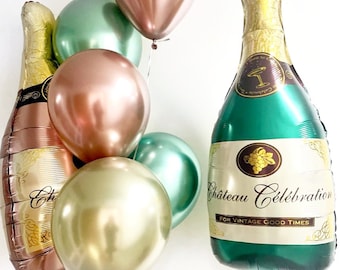 Champagne Bottle and Glass Balloon Bouquet | Party Decor | Festive Celebration Balloons