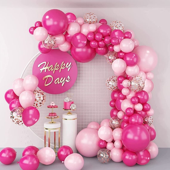 Hot Pink and Pink Balloon Garland Pink Birthday Party Decorations Wedding  Baby Shower Room Layout Arch Set Balloon Party Supplies 