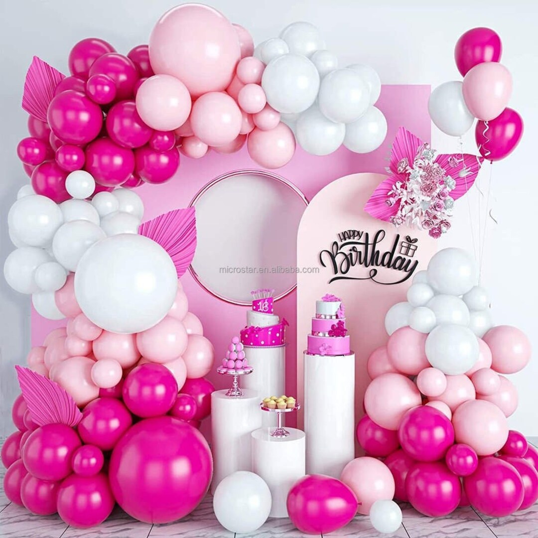Hot Pink and Pink Balloon Garland Pink Birthday Party Decorations