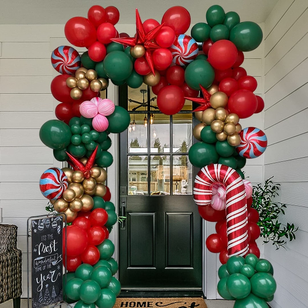 Christmas Balloon Arch Kit Red and Green | Holiday Party Balloons