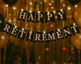 Happy Retirement Banner with LED Lights | Party Decorations | Retirement Celebration Supplies