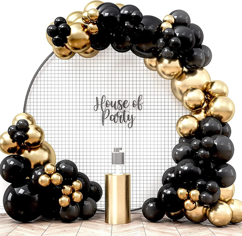 Black and Gold Balloon Arch Kit Birthday Party Decorations Etsy
