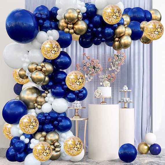 NICROLANDEE Navy Blue Party Decorations - 6Rolls Navy Blue Gold