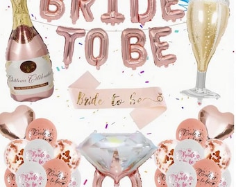Bride To Be Balloons Set 29pcs | Rose Gold Engagement Party Decorations | Bridal Shower Decor