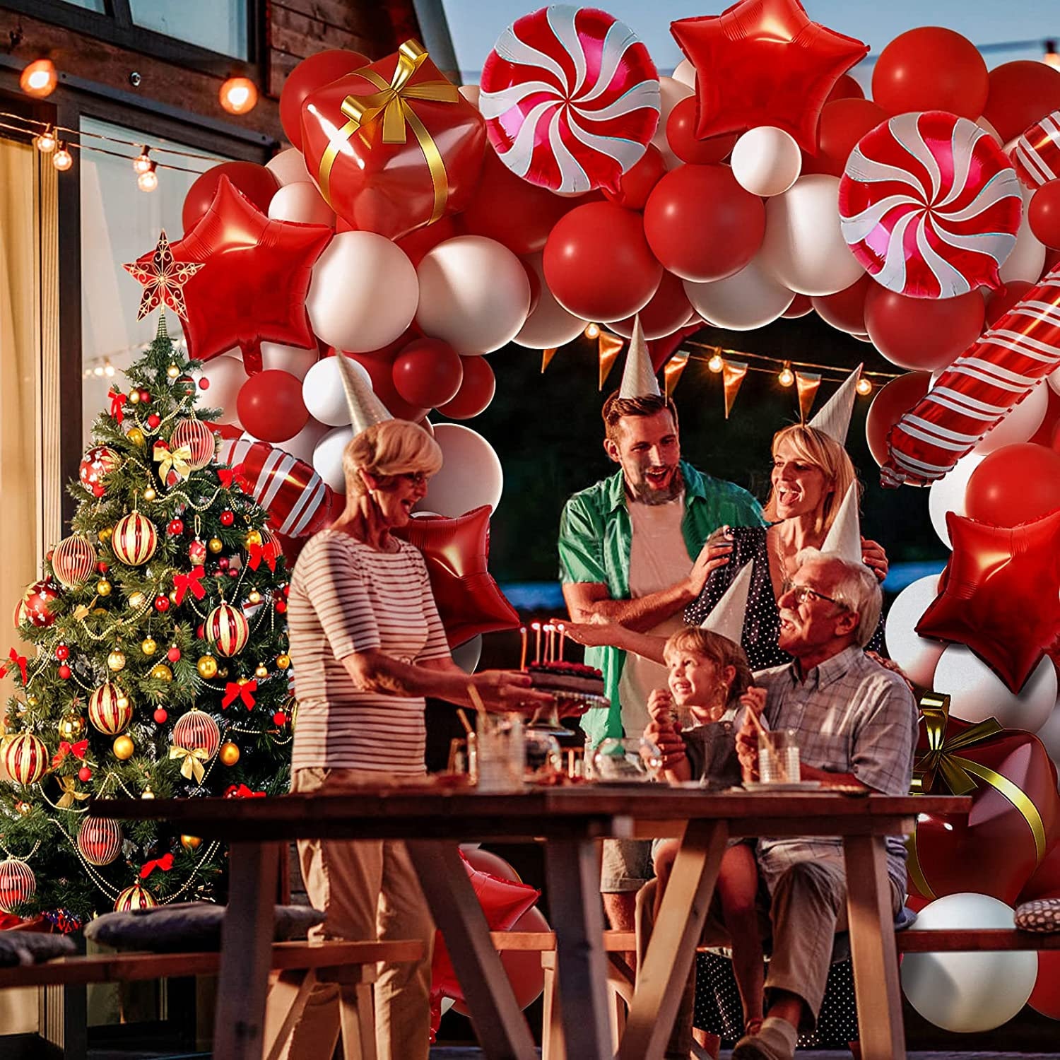 Kit D'Arche De Ballons De Noël - 106 Pièces Décoration De Fête, Canne En Bonbon, Réutilisables - Guirlande Pour Le Nouvel An