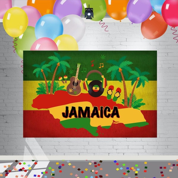 7X5FT One Love Birthday Decorations Backdrop | Jamaican Theme Background for Any Occasion| One Love Photo Wall Poster