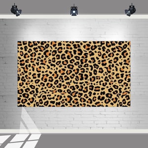 May include: A seamless pattern of brown, orange, and black leopard print. The print is a repeating pattern of spots and swirls.
