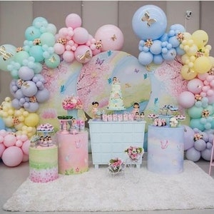 Butterfly Theme Pastel Balloon Garland Kit | Birthday Party Arch Balloons | Baby Shower Supplies