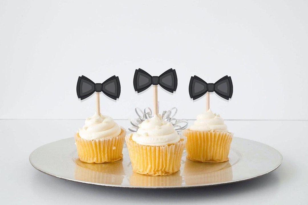 10 Pcs Groom Bachelor Party Birthday Cupcake Toppers Bow Tie for Theme ...