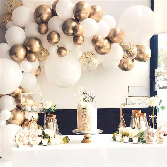 White and Silver Balloon Arch Kit Birthday Party Decorations