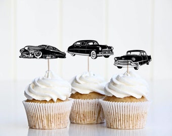 Vintage Classic Car Cupcake Toppers Classic Cars Party Supplies for ...