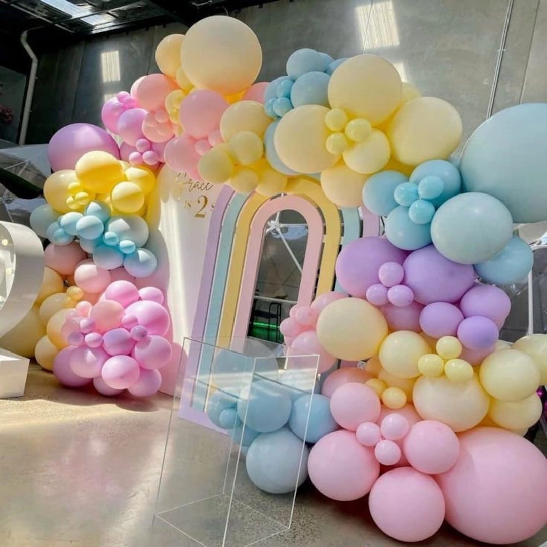 100pcs Pastel Macaron Party Balloons - 10 Inch Rainbow Latex Balloons For Garland, Arch, Birthday, Wedding