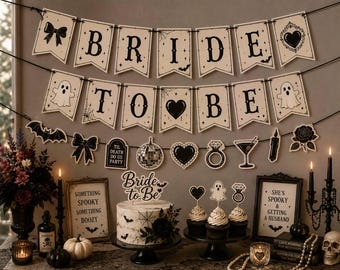 Spooky Bride to Be Banner, Halloween Bridal Shower Decorations, Gothic Bachelorette Party Decor, Halloween Bride Banner, Spooky Bridal