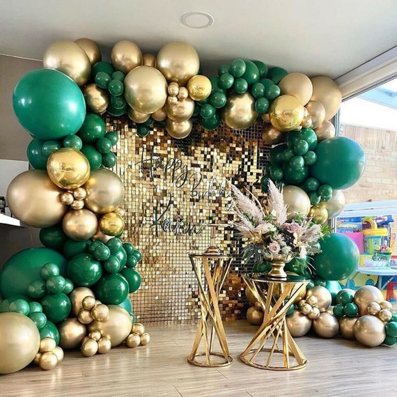 Kit de arco de globos dorados y verdes Decoraciones para fiestas Juego de  guirnaldas temáticas doradas Globos para suministros para fiestas -   España