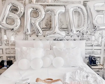 32 Inch "BRIDE" Silver Foil Balloons - Elegant Bridal Shower Decor - Bachelorette Party Supplies
