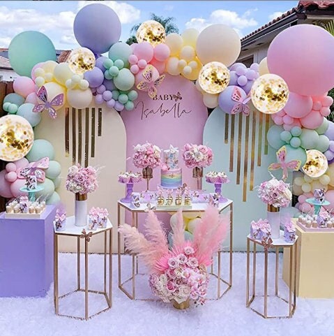 shapes with pastel colour party backdrop, alternative to a wall
