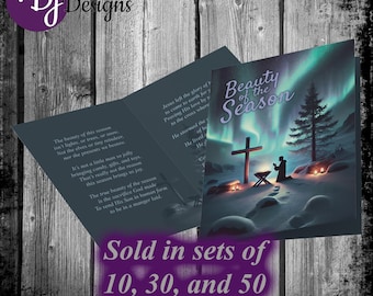 Northern Lights Christian Christmas Card: "Beauty of the Season" Poem