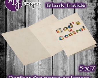 Patchwork "God's in Control" Greeting Card Set: Christian Stationery, 5x7 Blank Note Cards