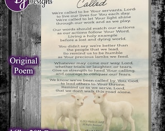 Pastor Appreciation Canvas • "Called" Poem, Lambs • Ministry Gift, 16x20