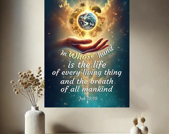 Job 12:10 Scripture Art | Christian Bible Verse Print (Digital Download)