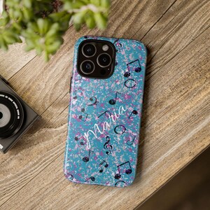 Custom Turquoise Music Note Phone Case, Personalized Name Gift, Durable Cover for Christian Musicians & Worship Lovers