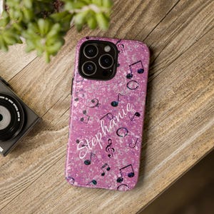Personalized Music Note Phone Case: Pink Christian Musician Gift