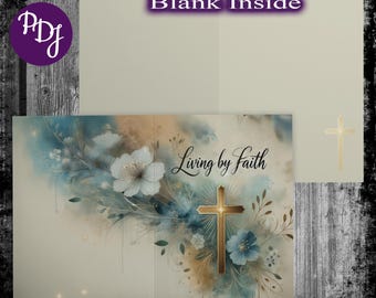 Living by Faith Christian Note Cards: Watercolor Floral Design - Set of 10