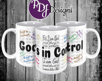 God's In Control Christian Mug: Scripture Faith, Inspirational Coffee Cup
