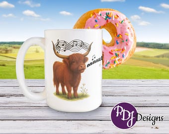 Highland Cow Christian Coffee Mug: Make Mooosic to the Lord - 15 oz