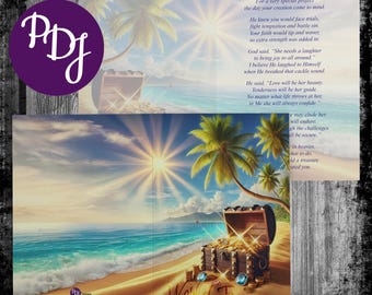 Christian Birthday Card: Beach Scene Poem, Encouragement Gift