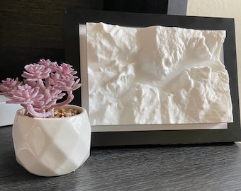 Yosemite Valley, California - 3D Printed Topographic Map Wall or Desk Art Decor with Picture Frame