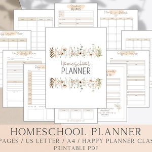 Printable Homeschool Planner, Homeschool Printable Organizer, Digital Weekly Lesson Plan, Curriculum Planner,  Homeschool Teaching Schedule