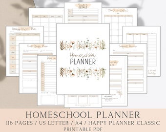 Printable Homeschool Planner, Homeschool Printable Organizer, Digital Weekly Lesson Plan, Curriculum Planner,  Homeschool Teaching Schedule