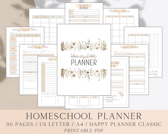 Printable Homeschool Planner, Homeschool Printable Organizer, Digital Weekly Lesson Plan, Curriculum Planner, Homeschool Teaching Schedule