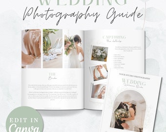 Canva Wedding Photography Guide, Wedding Photography Welcome Book With Text, Editable Wedding Magazine Template, Engagement Session Guide