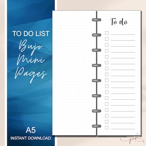 Printable To Do List, MINI Happy Planner a5 Page Insert, Bujo To Do Page, Pocket Diary To Do List, Plain or Dot Grid Insert Page