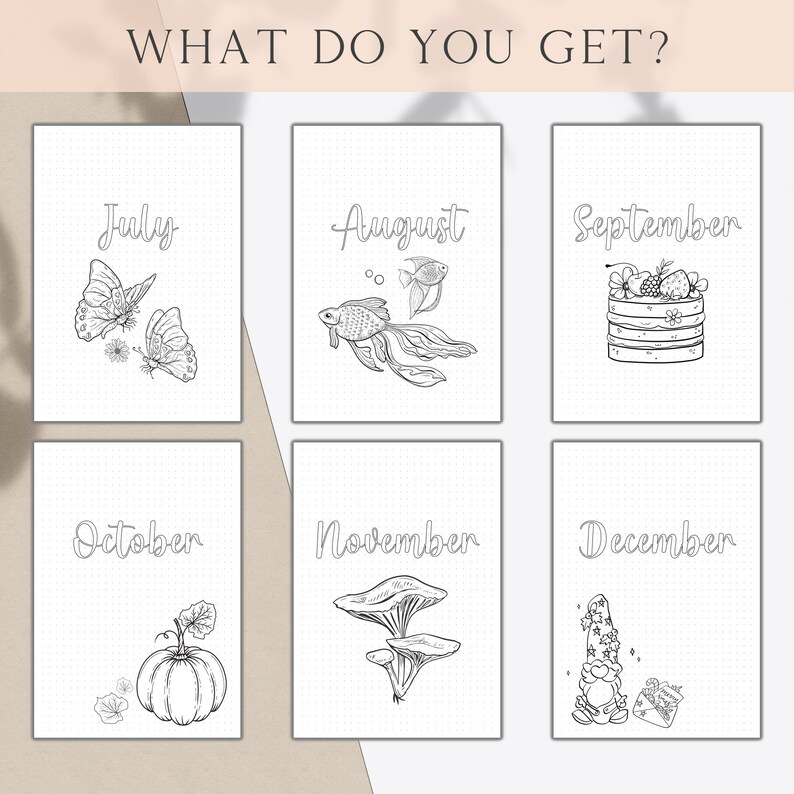 Bullet Journal 12 Monthly Cover Pages, Monthly Planner Cover Pages ...