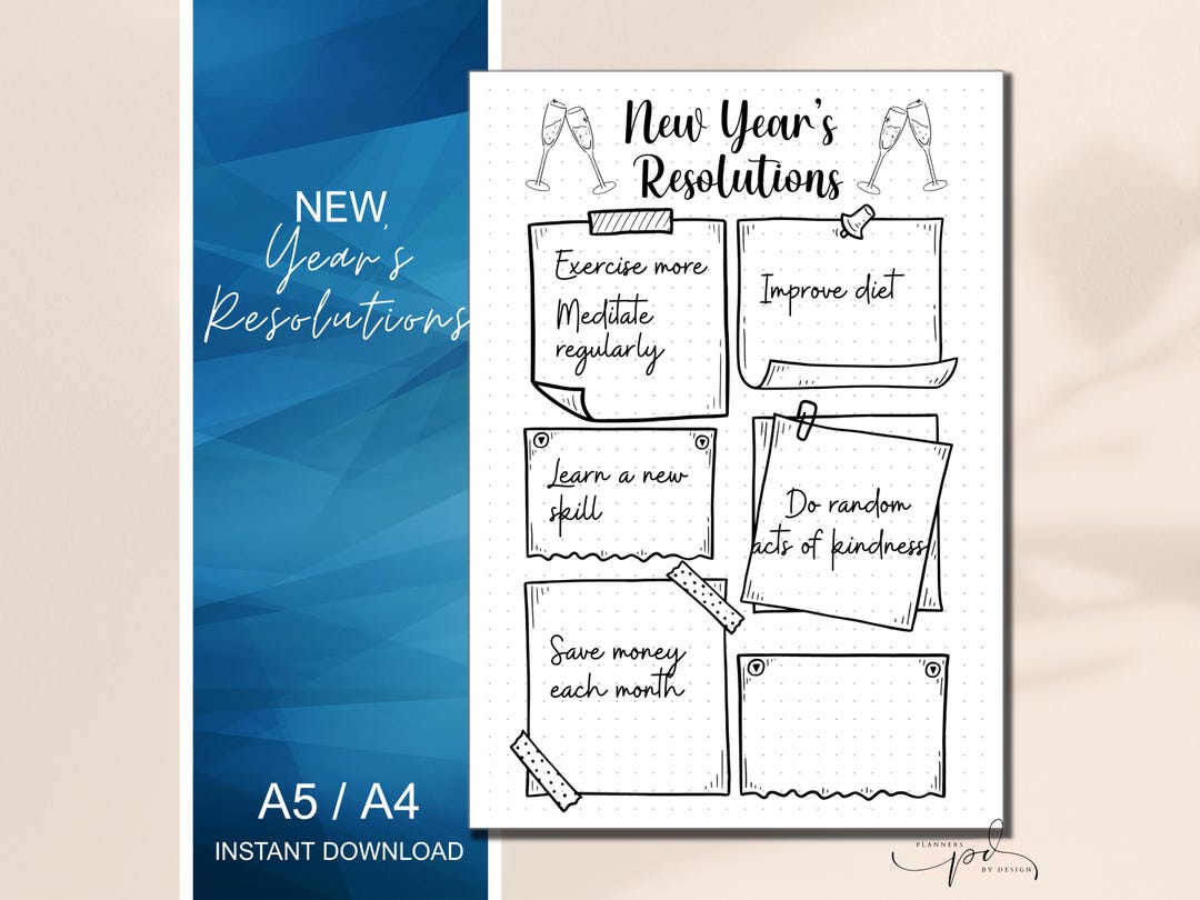 New Year's Resolutions Printable Journal Page, End of Year Review, 2025 ...