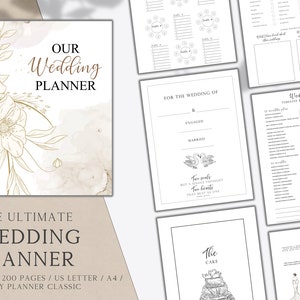 Planificador de bodas imprimible, planificador de bodas imprimible, libro de planificación de bodas para novias, regalo de novia, carpeta de bodas, regalo de compromiso para ella