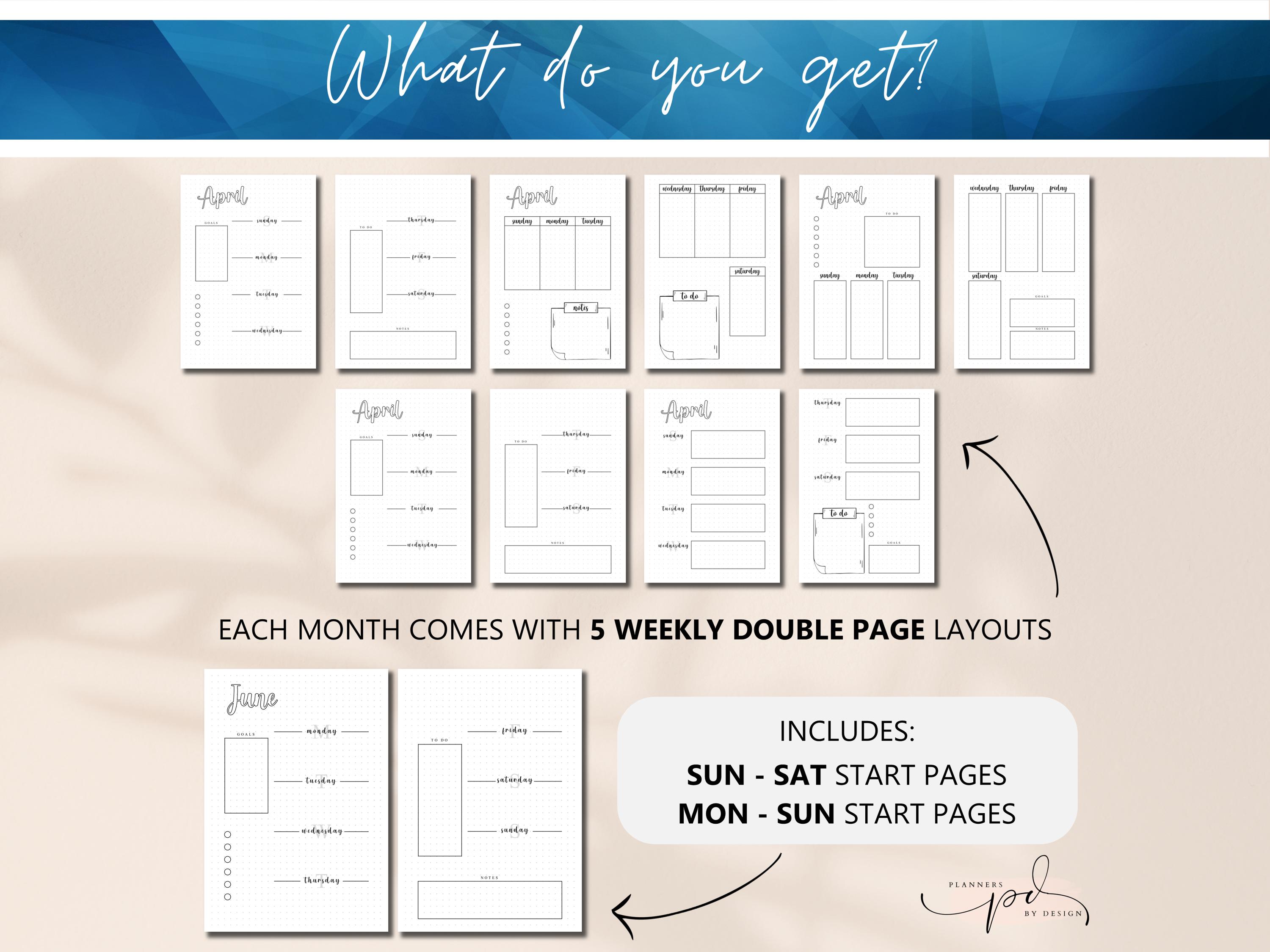 Printable Bullet Journal Bundle, Monthly Covers, Mood Trackers, Weekly ...