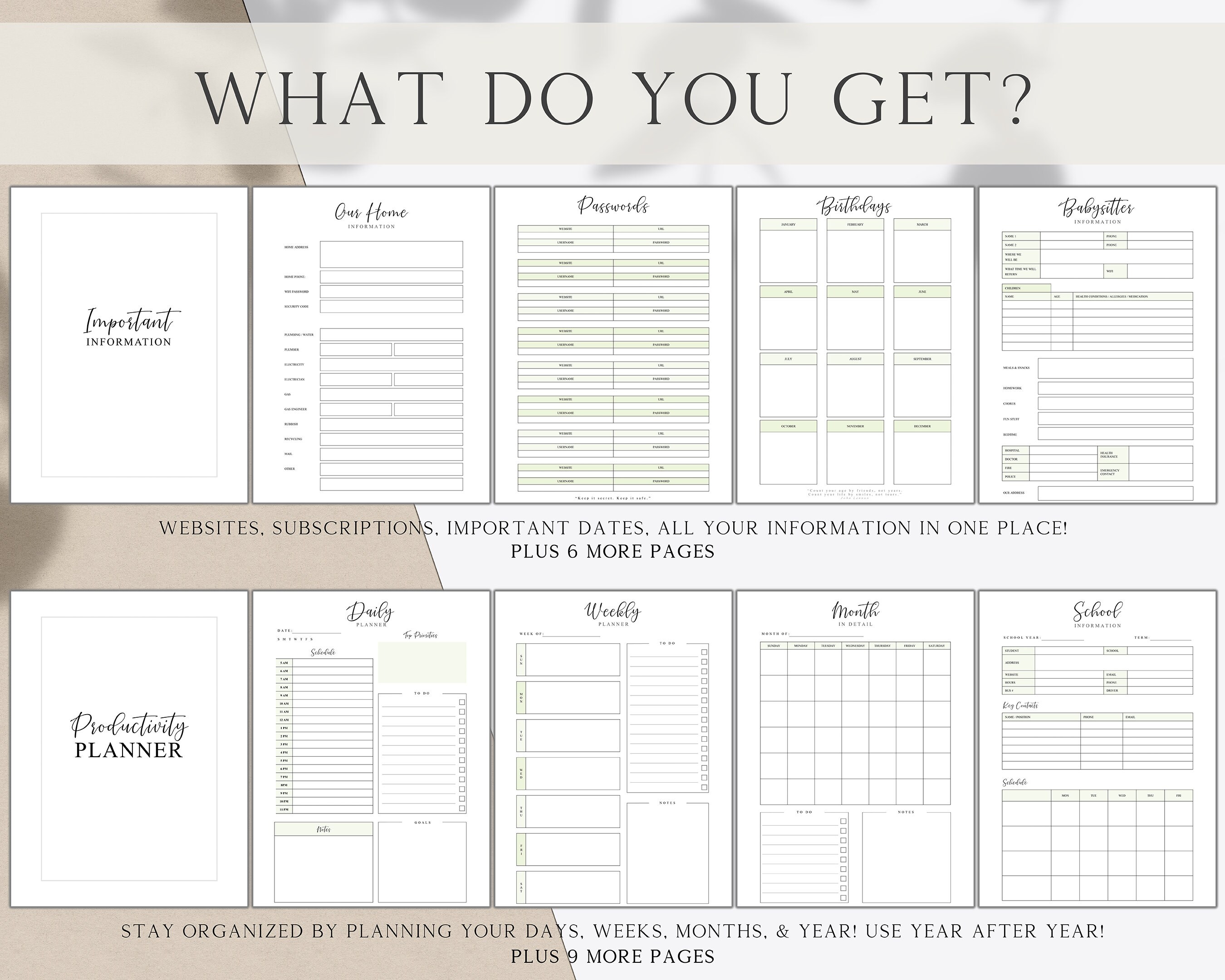 Home Management Binder Printable Household Planner, Digital Planner ...